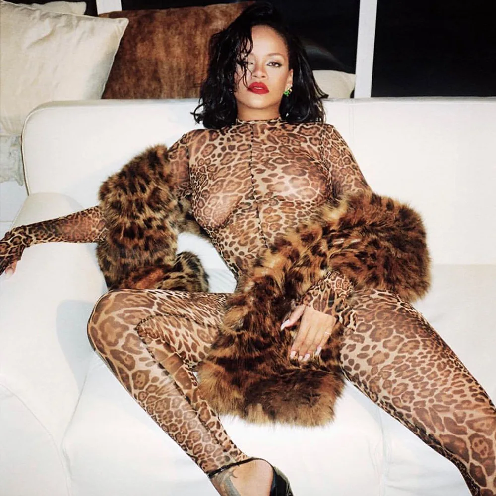 ANJAMANOR Cheetah Animal Print Sheer Mesh Sexy Jumpsuit Clubwear Costumes 2020 Long Sleeve Bodycon One Piece Romper D54AA33 ANJAMANOR Cheetah Animal Print Sheer Mesh Sexy Jumpsuit Clubwear Costumes 2020 Long Sleeve Bodycon One Piece Romper D54AA33