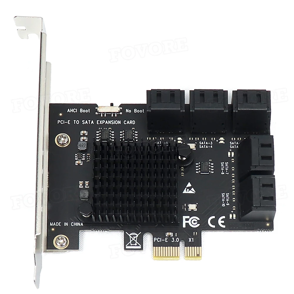 PCI express to 10 Port SATA Controller SATA 3 III 3.0 6Gbps to PCI-e x1 Card Adapter PCIe SATA3 Expansion Riser Card For Windows ssd adapter card pcie adapter card pcie expansion card pcie usb adapter card