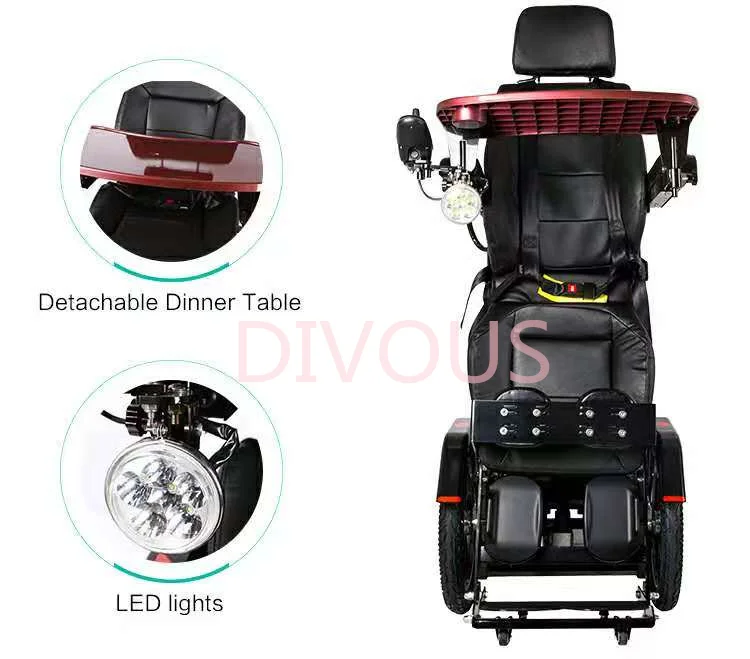 Fashion luxury can stand up and down, recline, leg lift disabled electric power standing wheelchair