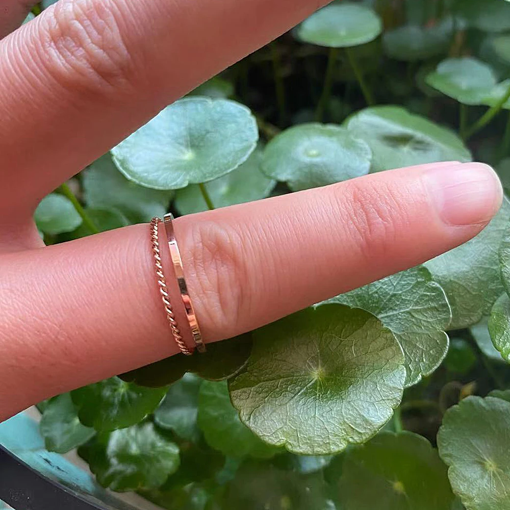 ZMZY 2PCS Band Gold Silver Color Wedding Couple Rings Set Stainless Steel Rings Women Twisted Stacking Jewelry for Girls - Image 4