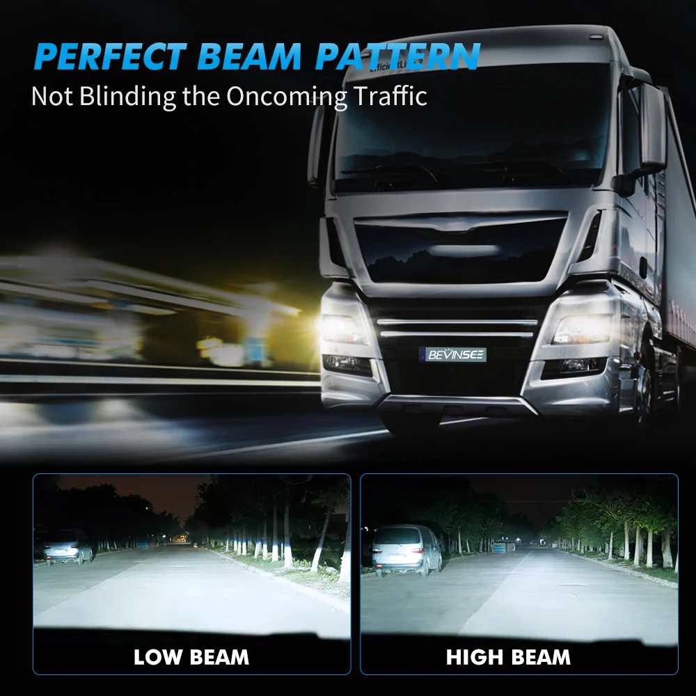 Bevinsee H1 H11 24V LED Headlight For Truck 60W 6000K 24V LED Light Bulb For MAN DAF Renault Scania Volvo Mercedes-Benz