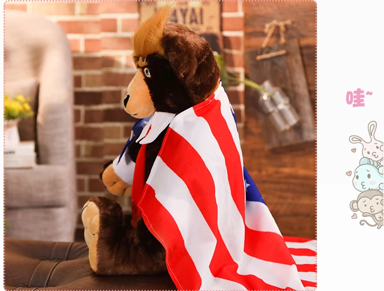 60 см медведь Дональд Трамп, плюшевые игрушки, новые крутые медведи с американским флагом, медведи, игрушки, подарок для детей, мальчиков
