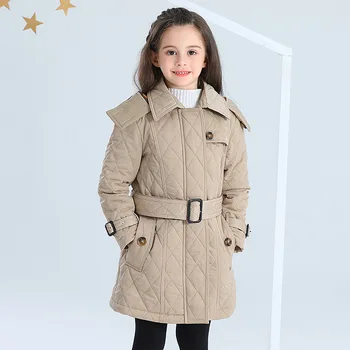 

Bayali 2019 Winter\autumn Girls Coat Kids Windbreaker with Belt Hooded Warm Jacket for Big Children's Cotton Thick Clothes