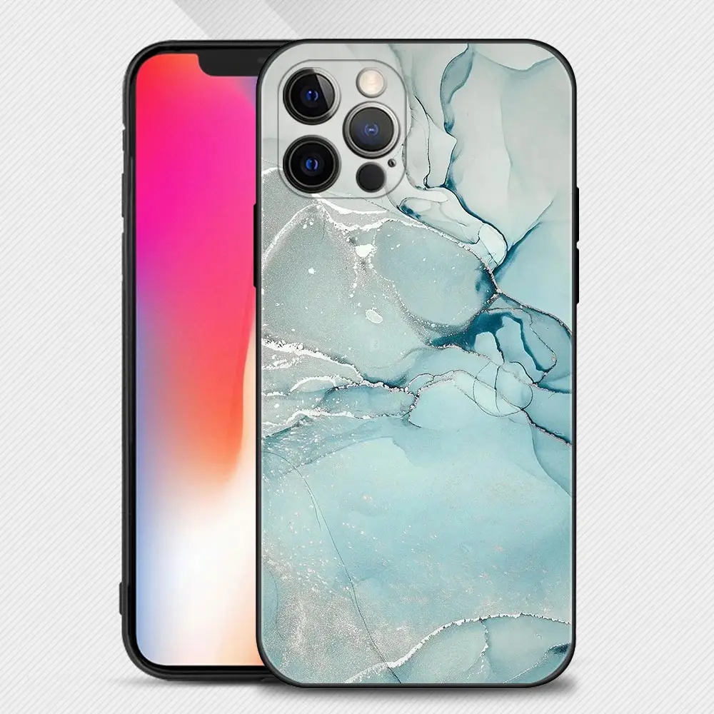 thumbnail image 1 of Funda de teléfono con diseño de moda de arte de mármol para Apple iPhone 15 14 11 13 12 Pro Max 13 12 Mini X XR XS 7 8 Plus Funda de silicona, 1 of 5