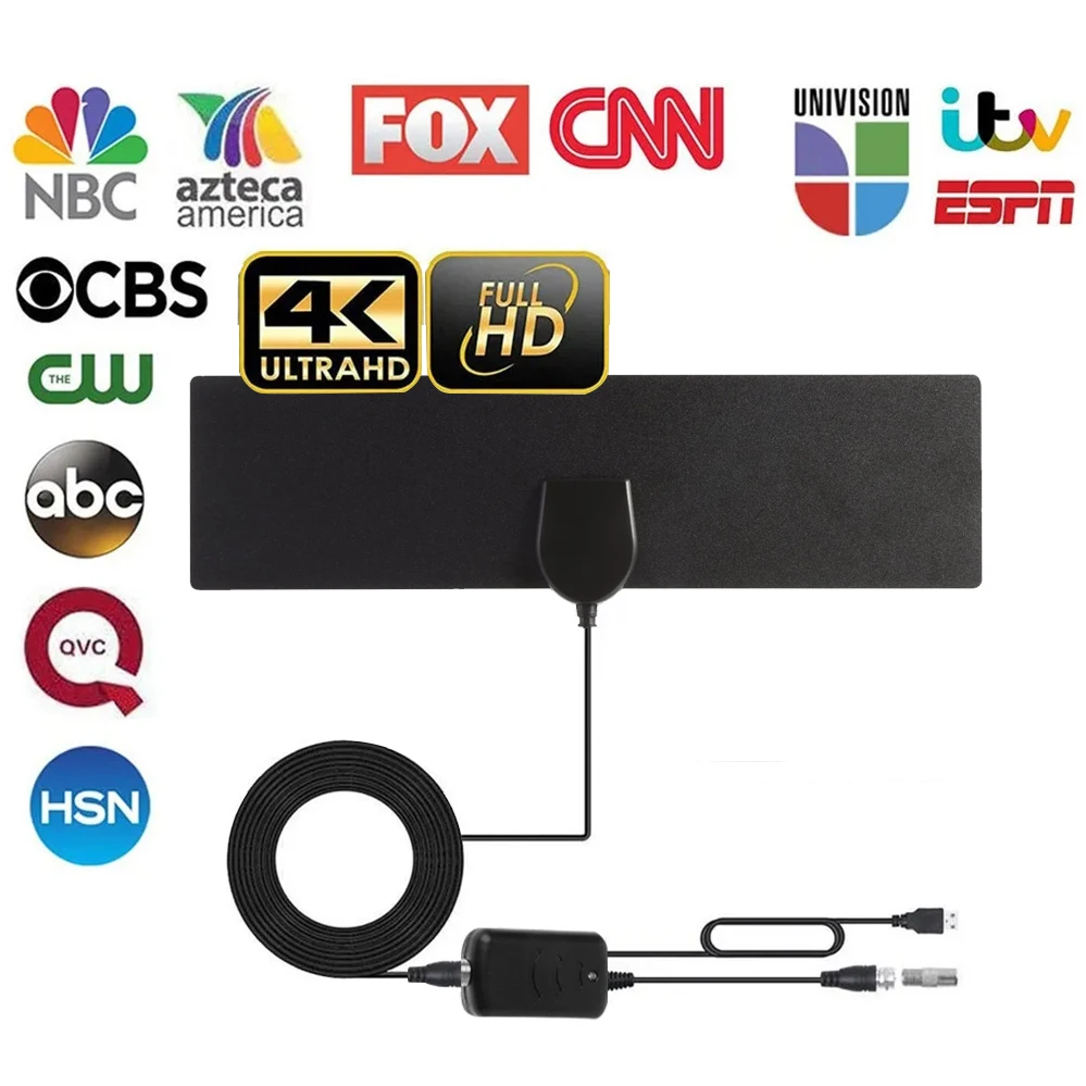 300 Miles HDTV Indoor TV Antenna DVB-T2 ATSC 1080P Digital Amplifier High Gain Satellite Receiver Built-in Car tv box | Электроника