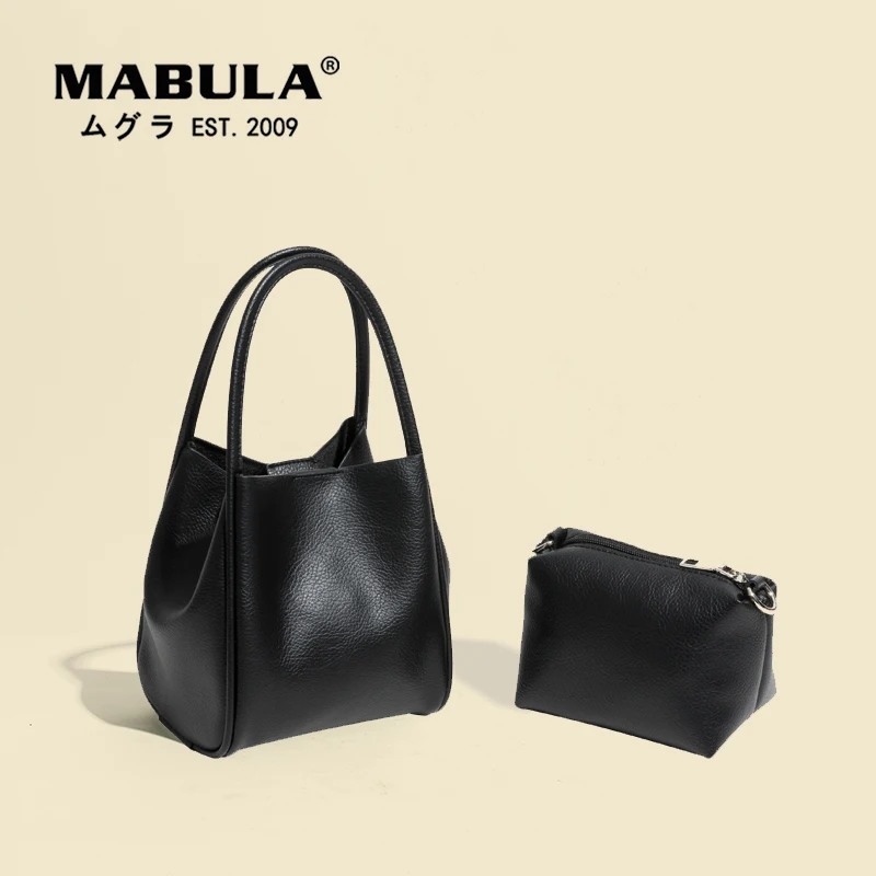 MABULA High Quality Soft Leather Top Handbags For Women Casual Small Shoulder Cross Body Bags Female Fashion Messenger Bag