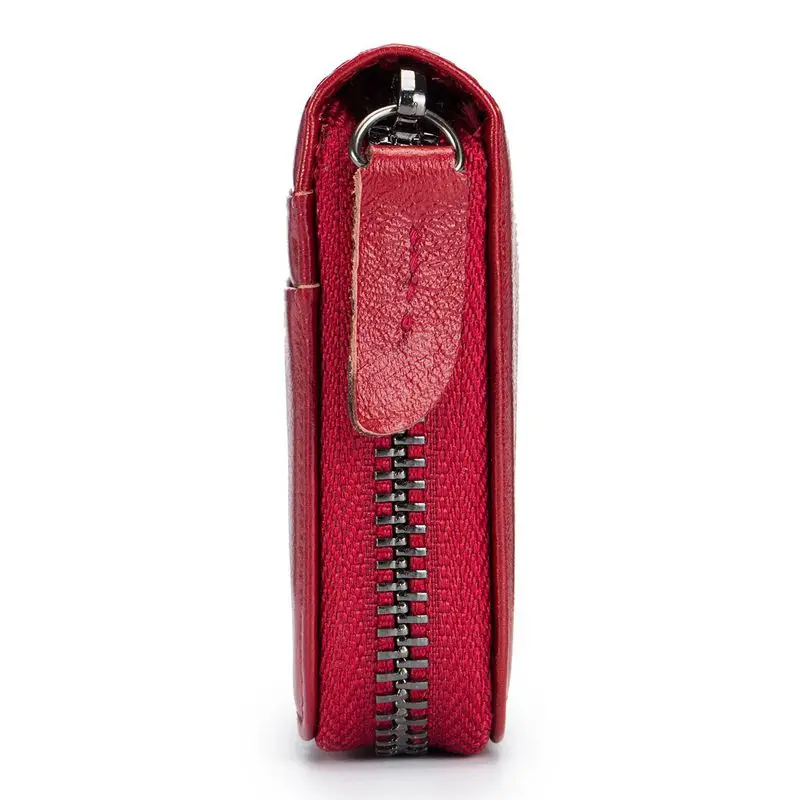 BULLCAPTAIN Genuine Leather Men Wallet Card Pack Zipper Card Case Holder Credit Card Bag Short Coin Purse