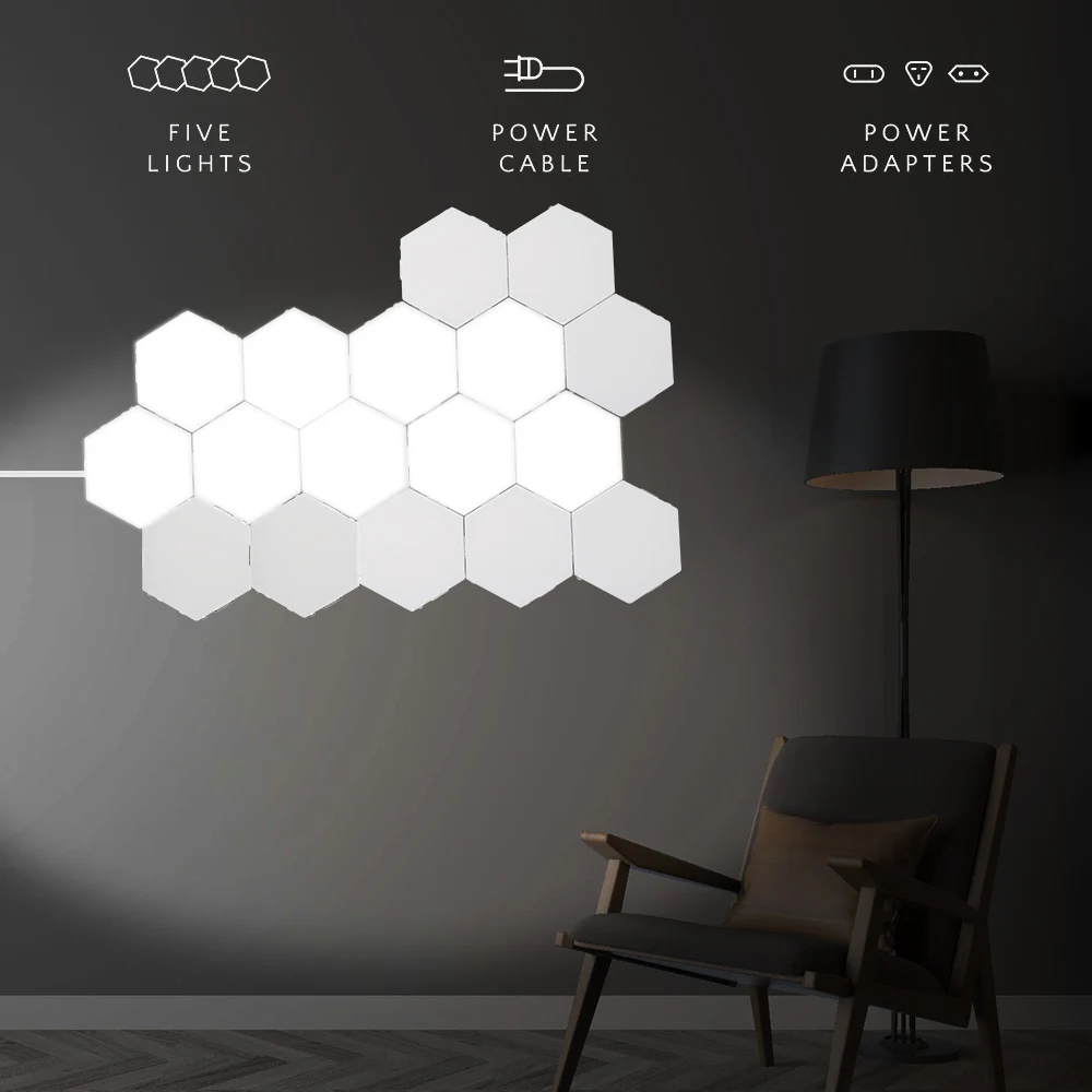 

BORUiT Hexagonal LED Quantum Lamp Modular Touch Night Light DIY Geometry Magnetic Wall Creative Novelty Decoration Lighting