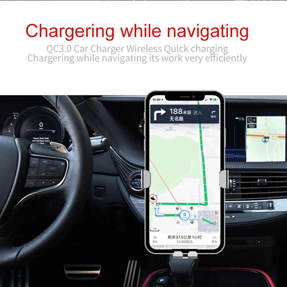 QC3.0 Автомобильная вентиляционная панель 10 Вт Быстрая зарядка держатель телефона Qi Беспроводное зарядное устройство