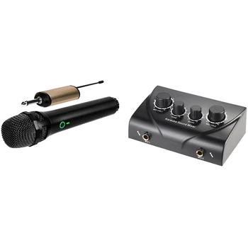 

Portable Dual Mic Inputs o Sound Mixer Eu Plug with Wireless Dynamic Microphone