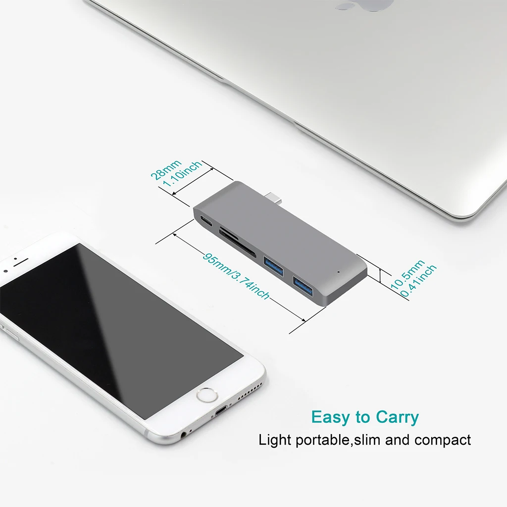Дешево 5 в 1 высокоскоростной USB C 3,1 type C концентратор питания PD power USB 3,0 комбо разветвитель SD TF кардридер для MacBook 12 дюймов Dell