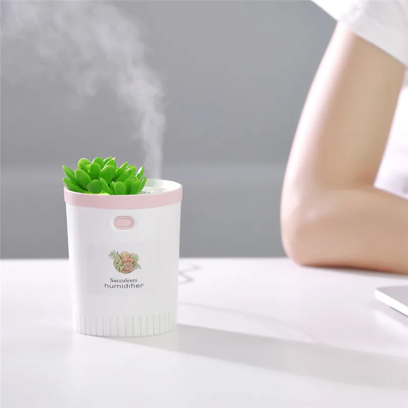 350ml USB Plant Air Humidifier Aromatherapy For Home Essential Oil Diffuser With Night Lights Air Mist Maker Mini Humidifiers