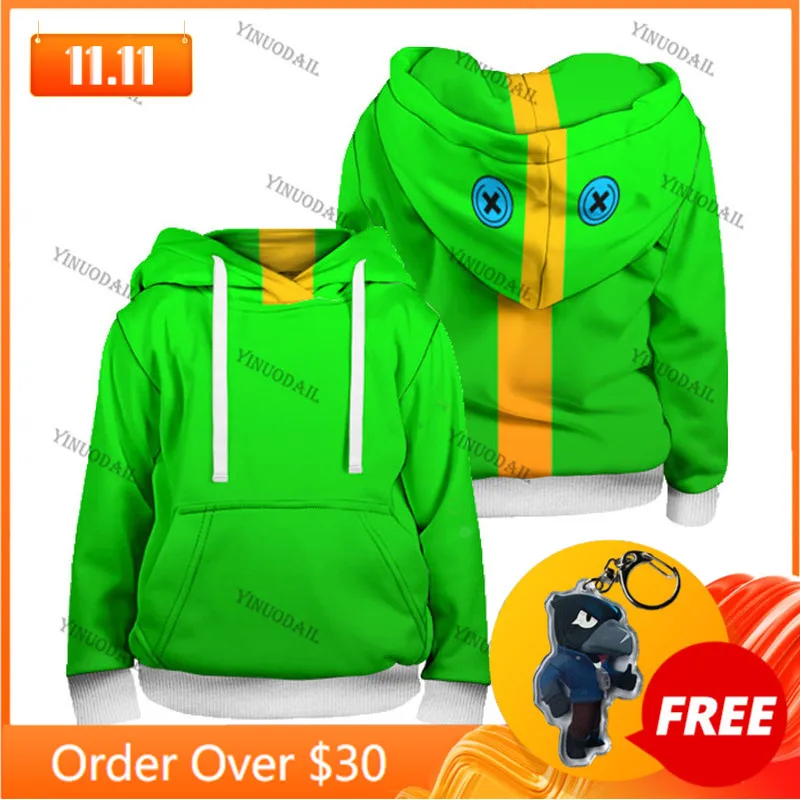 

8 To 19 Years Kids Sweatshirt Browlings Cartoon Tops Teen Clothes POCO Shelly Shooter Game Leon 3D Printed Hoodie Boys Girls