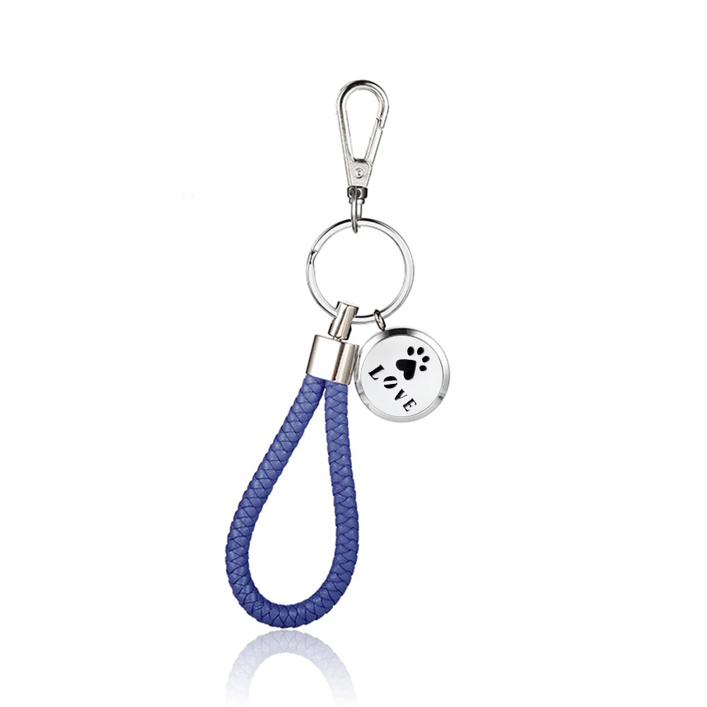 PU Leather Braided Woven Rope keychain DIY bag Pendant Key Chain Holder Car Keyrings Men Women Keychain Aroamatherapy Locket - Цвет: AS-KC-P-7-6
