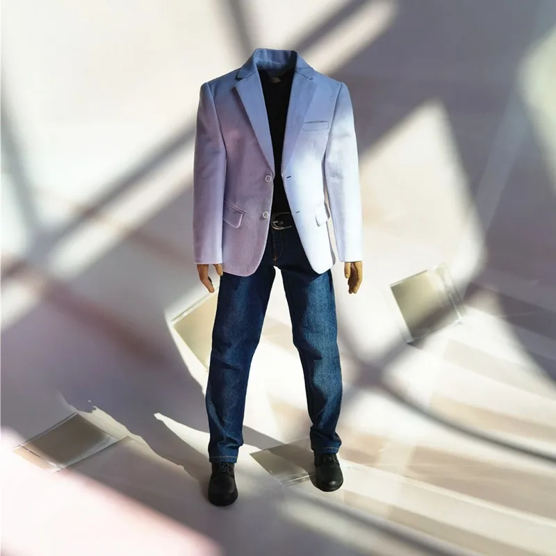 

1/6 Scale Male Soldier White Gentleman Suit T-shirt Jeans Set Clothes Model for 12'' Action Figure Body Dolls In Stock