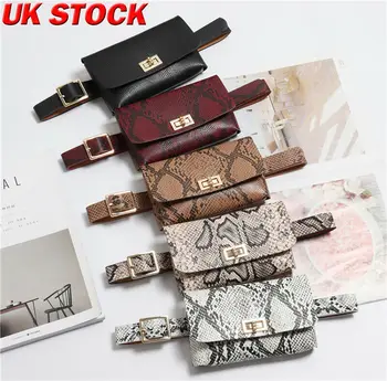 

2020 HOT Trendy Fanny Pack Female Buckle Belted Waist Bag Fashion Women's Serpentine Print PU Leather Messenger Phone Pouch Bags