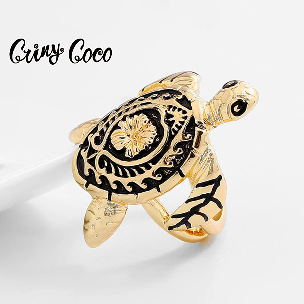 Hawaiian Black Pearl Gold Plated Jewelry Ring Vintage Turtle Brand Designer Size 10 12 11 Rings for Women Ring with Pearls gold color rings finger ring gold color ring