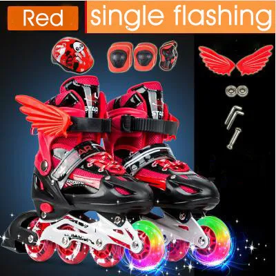 Single Set Red Трикс мальчик девочка дети роликовые коньки регулируемый размер мигающие роликовые коньки ботинки для детей - Цвет: Single Set Red