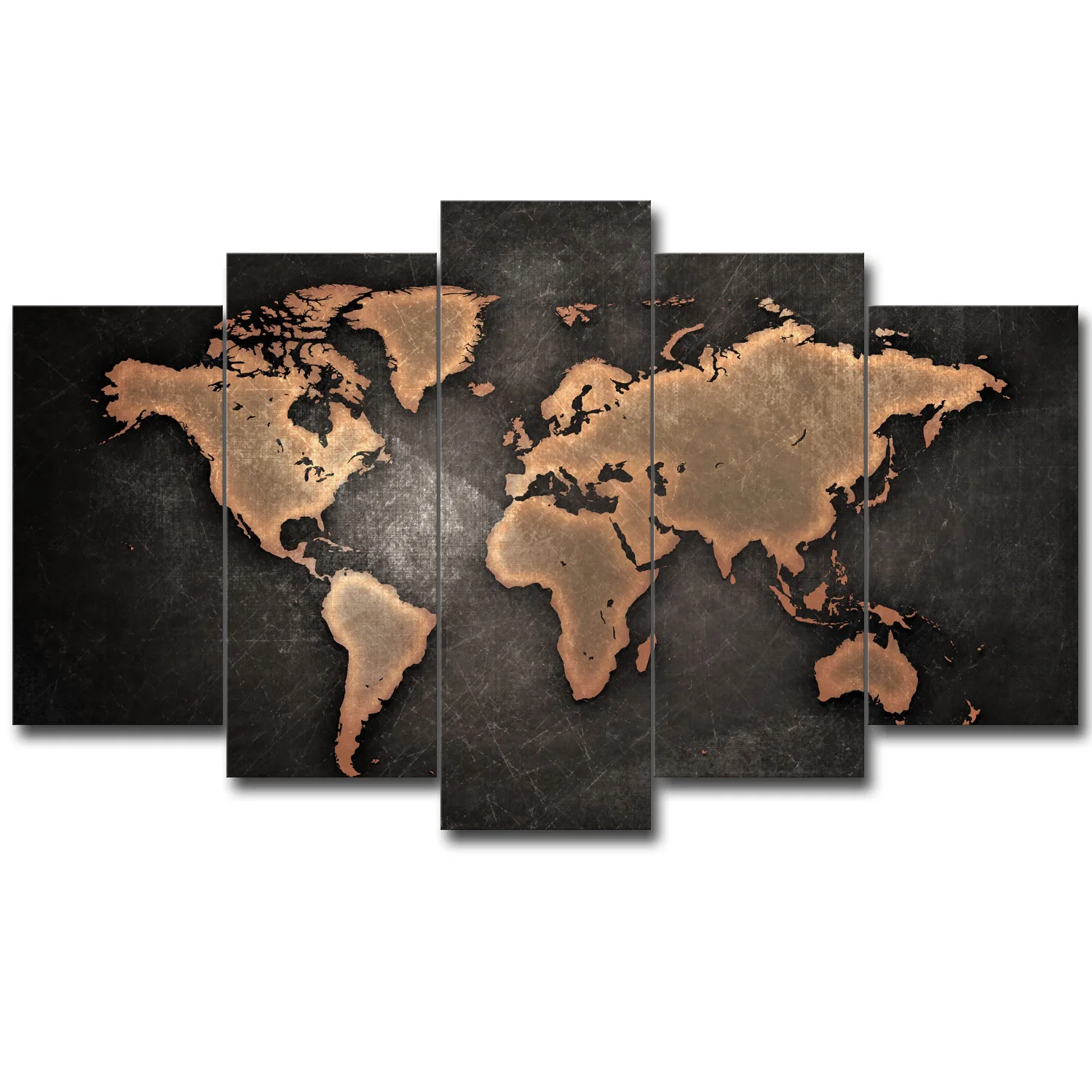 

Foreign Trade Decorative Painting Core 5 Joint Retro Simple Glorious Map Background Canvas Hanging Painting Manufacturers Wholes