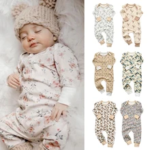 Baby Boys Girls Rompers Autumn Long Sleeve Flower Printing Jumpsuits for Infants Children 2021 New Arrivals