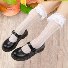 Новинка; милые прозрачные сетчатые носки для девочек; кружевные пикантные официальные носки; гофрированные Детские пикантные кружевные носки для девочек