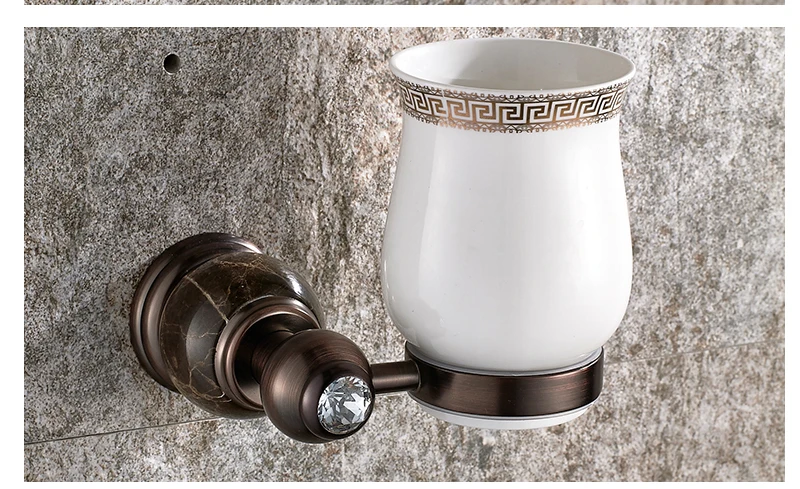 MADICA 12*11cm Single Cup Holders Toothbrush Glass Solid Tumbler Holders Vintage Embedded Brass Wall Single Cup Holders