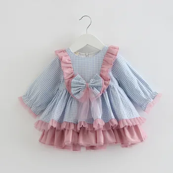 

2020 Autumn Newborn Baby Dress for Girls Long Sleeve Plaid Princess Birthday Party tutu Dress Infant Clothing Kids Costumes