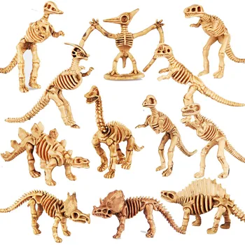 

12Pcs/lot Dinosaur Fossil Skeleton Kit Simulation Model Set Toys For Boys Mini Action Figure Jurassic Dinosaur Collection Toy