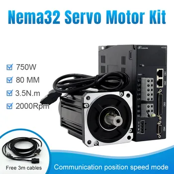 

220V AC servo motor and drive for 80mm frame 750w 3.5n.m 80ST-03520 with servo drive and cable kit