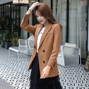 

Women's single coat 2019 autumn and winter new casual fashion temperament loose double-breasted women's shirt