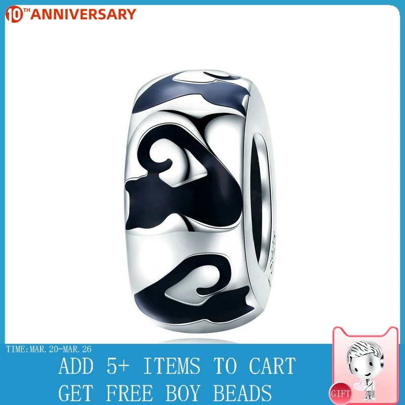 

CodeMonkey Fashion 925 Sterling Silver Stackable Cat Long Nail Black Enamel Spacer Beads fit Charm Bracelet Bangles Jewelry C825