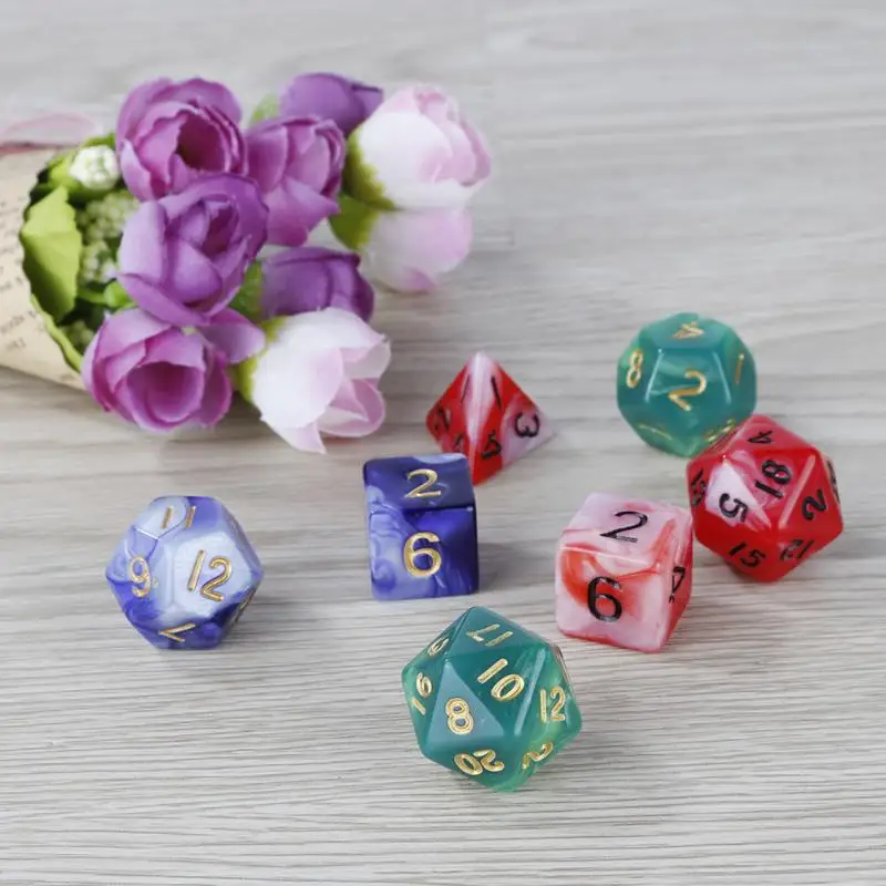

7 Pcs/Lot Dices Plastic Colorful Gaming Dice Standard Multi-Sided Decision Maker Birthday Parties Board Game Drop Shipping