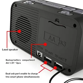 

Bedside Digital Alarm Clock LED Clock with Dual USB DAB/FM Radio Optional Alarm Sounds Dual Alarm Clock Setting Screen