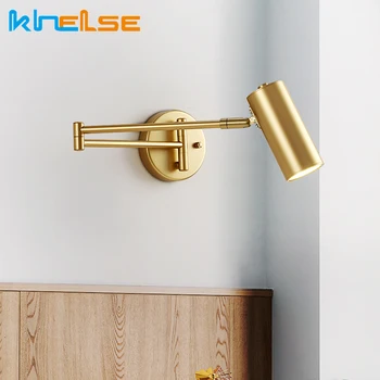 

Luxury Gold Wall Sconces Bedroom Bedside Stairs Corridor Decorative Nordic Adjustable Arm Wall Light