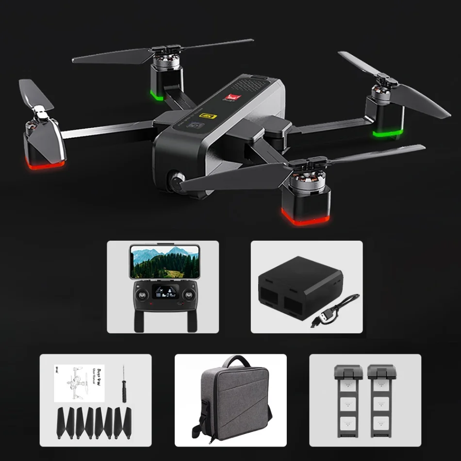 Black 2B Bag MJX B4W бесщеточный Радиоуправляемый Дрон с камерой 4K 5G wifi FPV gps позиционирование дрона оптического потока Квадрокоптер - Цвет: Black 2B Bag
