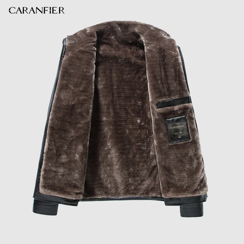CARANFIER, новинка, зимняя мотоциклетная мужская кожаная куртка, Мужская ветровка, Куртки из искусственной кожи, мужская верхняя одежда, теплая бейсбольная куртка из искусственной кожи, Размер 4XL