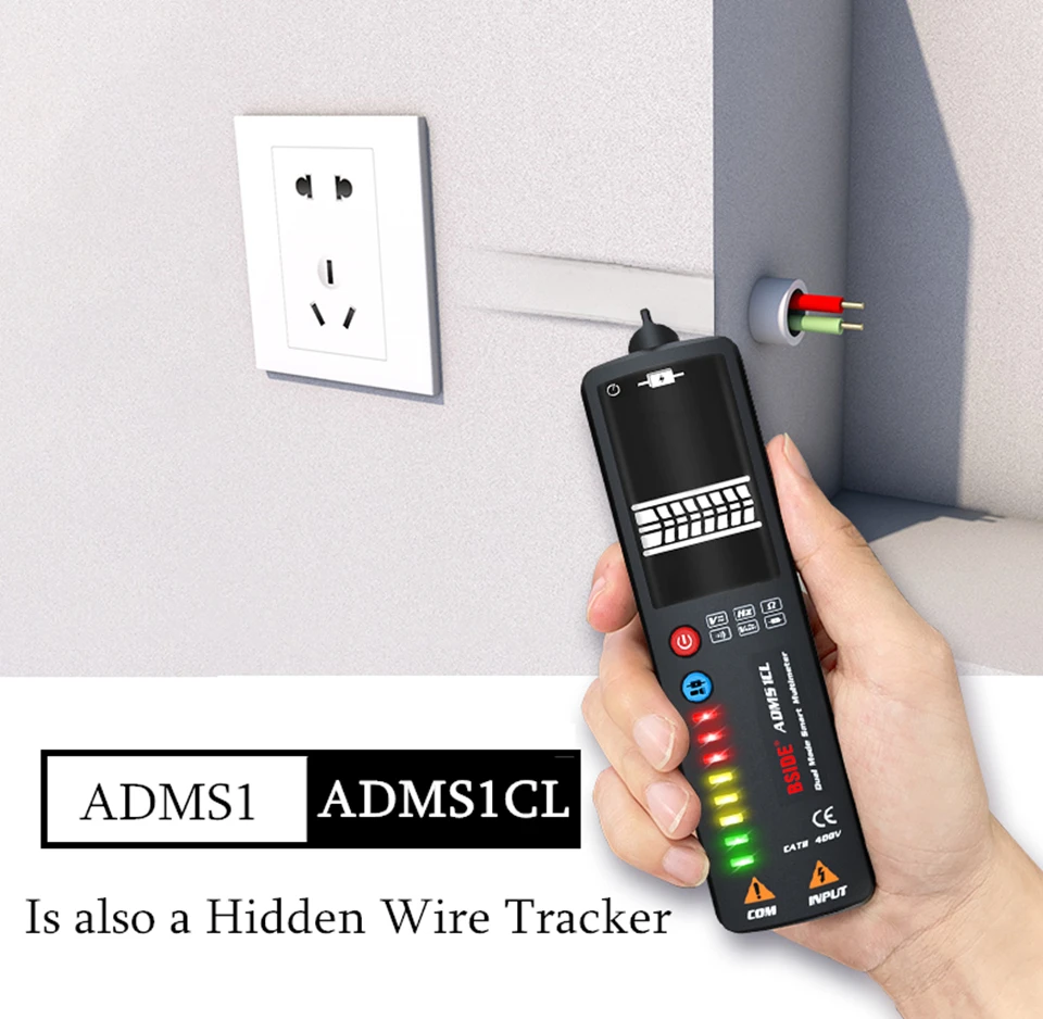 BSIDE 2.4’‘ LCD Voltage Detector Non-contact Circuit Volt Tester Pen Voltmeter NCV Socket Live Wire Check Hz Ohm Continuity
