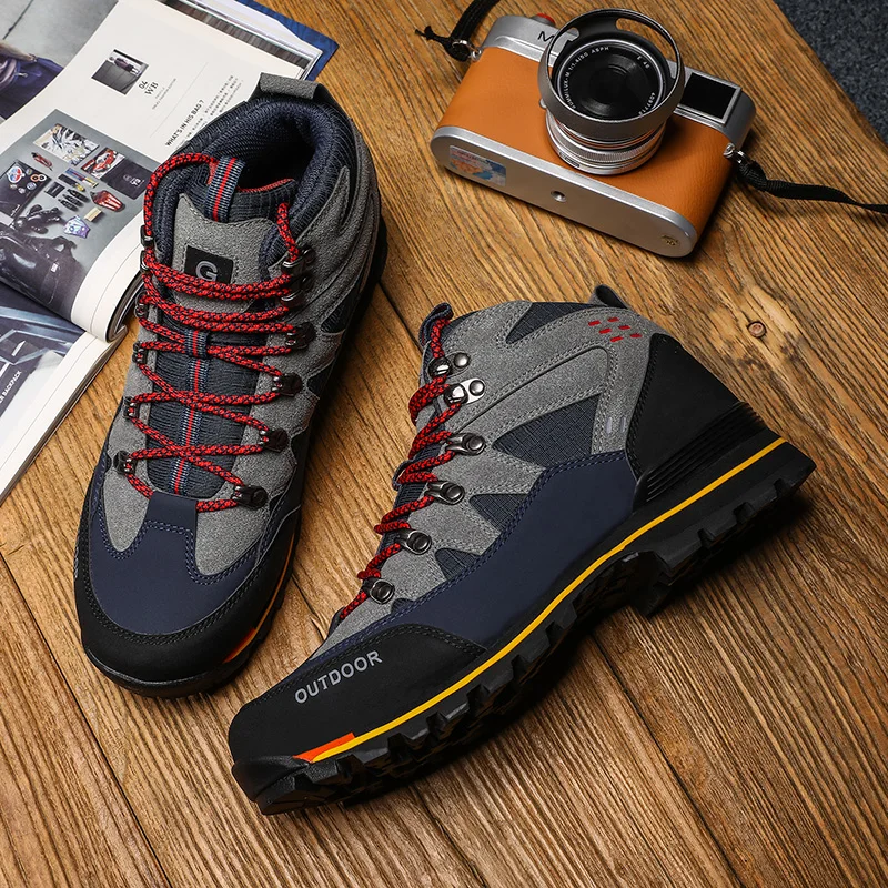 Professional Men Oudoor Hiking Shoes Watherproof Leather Shoes Mountain Climbing Boots Trekking Sport Sneakers Men Hunting Shoes