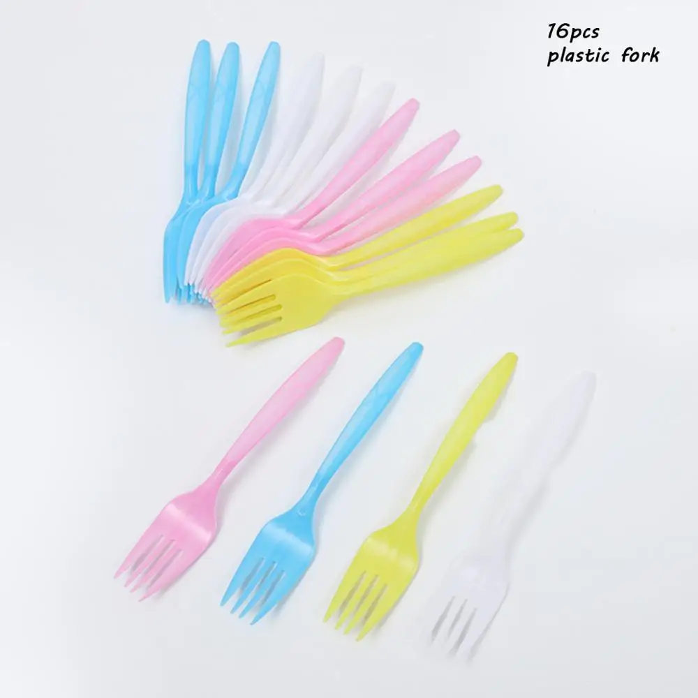 Plastic fork LAPHIL вечерние одноразовые столовые приборы в виде русалки, бумажные тарелки для маленьких девочек, праздничные украшения для дня рождения, Детские вечерние принадлежности для душа - Цвет: Plastic fork