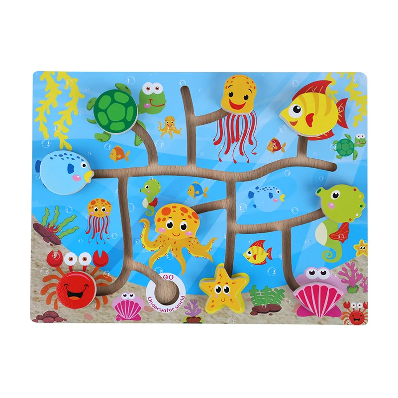 Деревянная головоломка Лабиринт игрушка с цифрами животных соответствия детского мышления когнитивные упражнения лабиринт игрушка