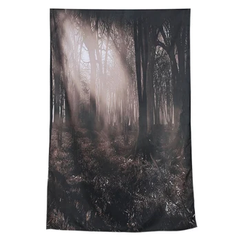 

Gothic Decor Tapestry, Photo Of Dark Forest Scenery With Sunbeams And Fog Vintage Nostalgic Colors Gothic Fantasy Art, Bedroom L