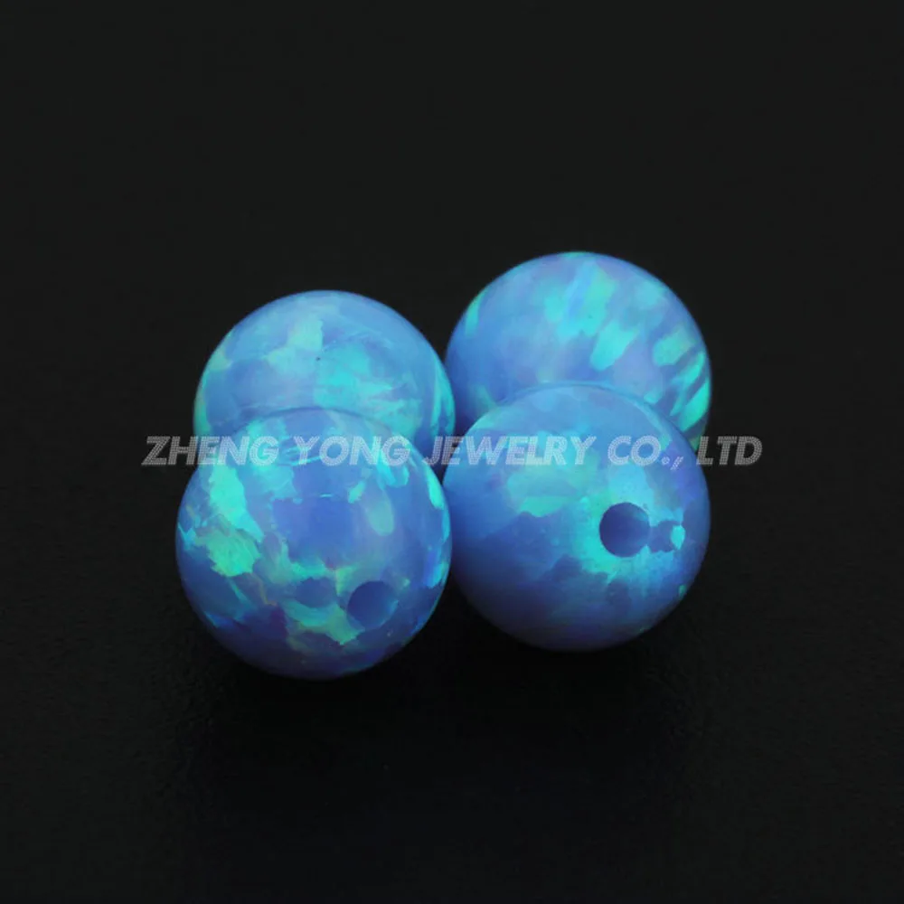2mm to 8mm Light Blue Color Ball Cut Lab Created OP06 Opal Beads for Making Jewelry