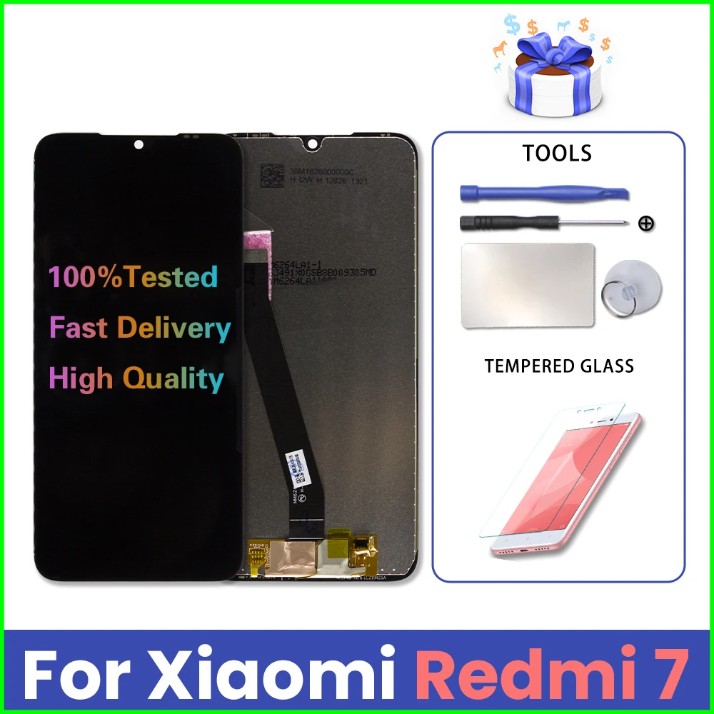 

6.26"inch Pantalla for Xiaomi Redmi Note 7 LCD Display Replacement 3D Screen Digitizer Assembly LCD No Dead Pixel+ Tempered Film