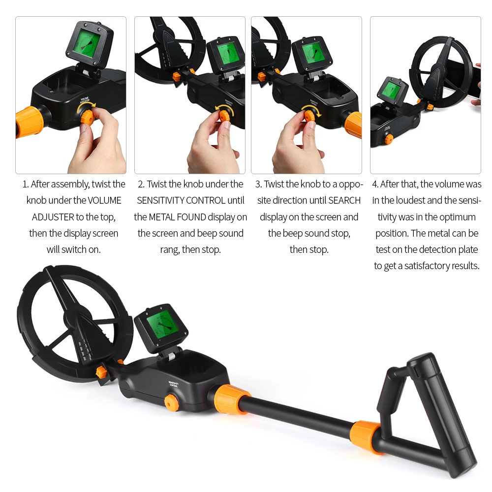 Children Lightweight Handheld Metal Detector Gold Digger Treasure Hunter Tracker Seeker with Waterproof Search Coil for