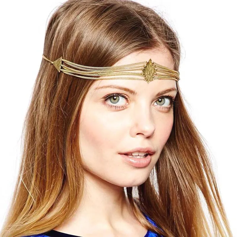 Fashion personality geometric squaer triangular metal stssel hair band