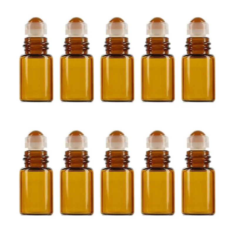 2ml Brown 2 мл Янтарный рулон на ролике коричневый флакон для эфирного масла с роликом металлический стеклянный шар многоцветные на выбор 10 штук - Цвет: 2ml Brown
