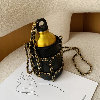 

Personallity Small Bag NEW Women Shoulder Crossbody Bag 2020 Brand Designer Chain PU Leather Wine bottle Shape Messenger bag