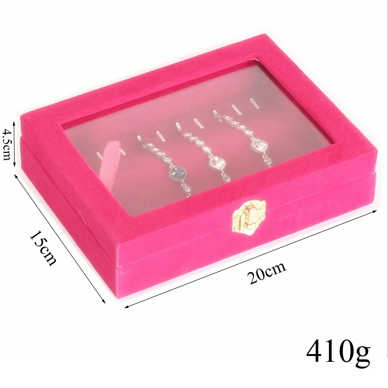 New L20*W15*H4.8cm Various Color Options Necklace Velvet Jewelry Box Rings Earrings Pendants Bracelets Holder Makeup Organizer