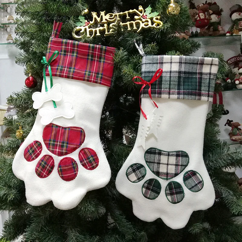 

Christmas Stocking for Pet Dog Cat Large Paw Stocking for personalize