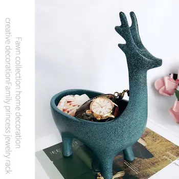 

Cute Deer Shape Key Jewelry Storage Box Bracelet Storage Rack Ring Display Rack Flower Plant Resin Pot Home Office Decoration